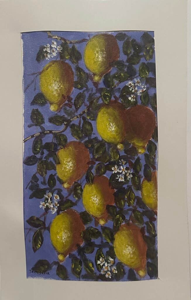 Acrylic painting of Spanish lemons by Javier Torregassa